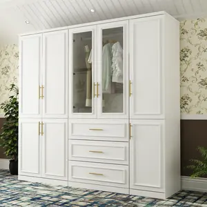 FUFU&GAGA 79.3"W Large Modular Wardrobe Storage Cloest Armoire Cabinet Glass Door