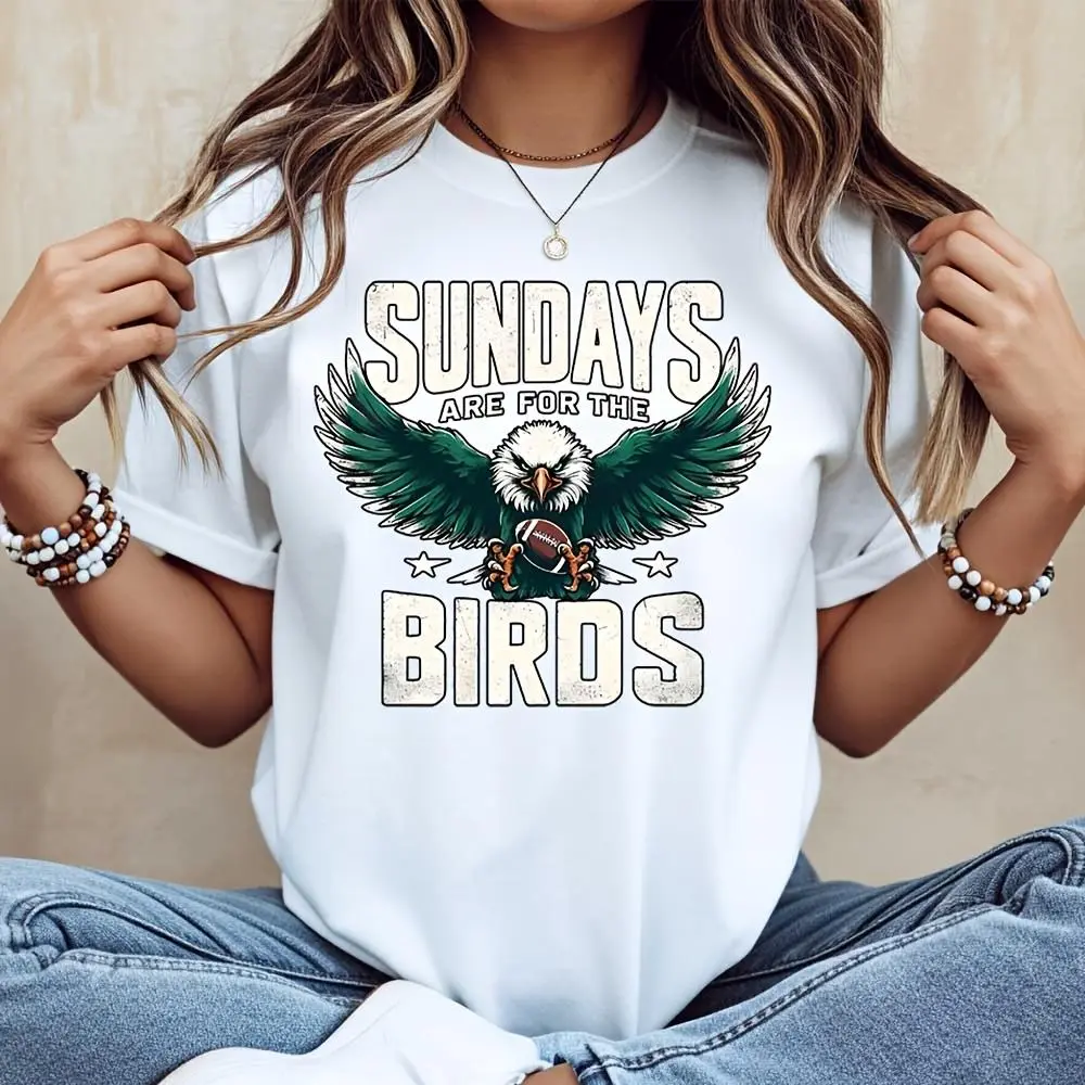 Sundays Are For The Birds Eagle Holding Football Graphic, T-Shirt, American Football Game Day Fan Apparel, Casual Weekend Wear