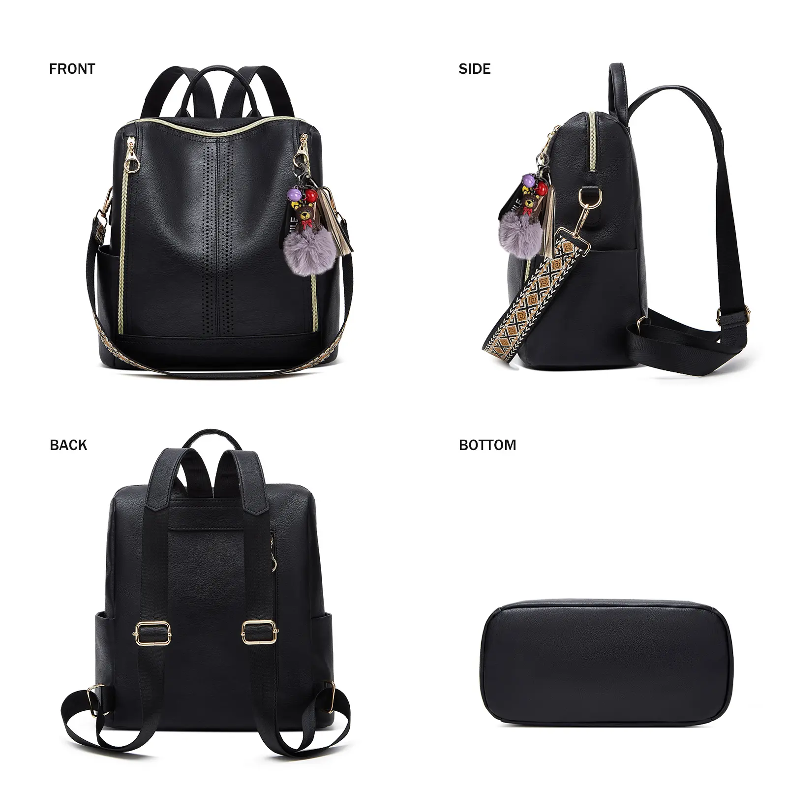 2503 Backpack Purse PU Leather Anti-theft Large Fashion Designer Travel Bag Amazon.com: Womens Backpack Purse Leather Anti-theft Large  main image 3