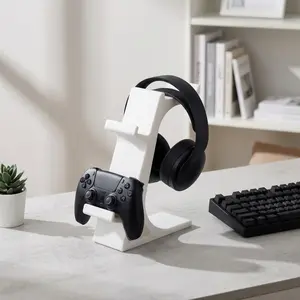 PS5, Xbox controller bracket & earphone holder, gamepad + earphone storage bracket, gamepad storage, durable plastic, space-saving, simple white and black, high-quality plastic.