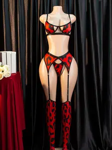 Women's 5-Piece Sexy Lace Print Underwear Set, Lingerie Outfits, Soft Lingerie, Soft Panties Set, Soft Skin-Friendly, Comfortable Fit, Perfect for Valentine's Day, Parties, Dates, Daily Wear