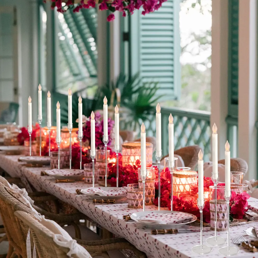 VINCIGANT 18pcs Transparent Shiny Acrylic Candle Holder Set, Table Centerpieces for Wedding, Valentine Decor, Home Supplies, Ideal Gift for Friends