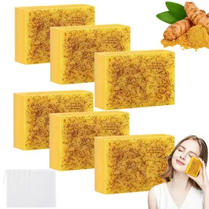 LMMAKE Turmeric Kojic Soap Bar Triple Action for Brightening Smoothing & Deep Cleansing Reduces Dark Spots Improves Skin Texture for Morning Night Facial Body Care Dermatologist Tested for Men Women