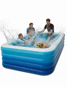 Inflatable Swimming Pool, 0.32mm Thickened PVC 4 Independent Air Chambers, BPA-Free Above Ground Pool for Kids Adults, Backyard Garden Outdoor Summer Water Party, Multi-use for Sand Play/Ball Pit/Pet Bath