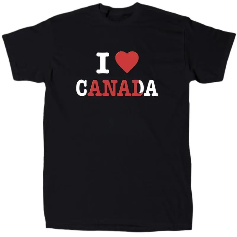 Men's Funny I Love Canada Graphic T-shirt, Casual Shortsleeve Round Neck in a Smooth, Seamless Cotton Fabric, Soft, Tshirt, Casual Wear, Graphic Print, Top, Lightweight Tee, Slim-Fit, Foldable, All Seasons