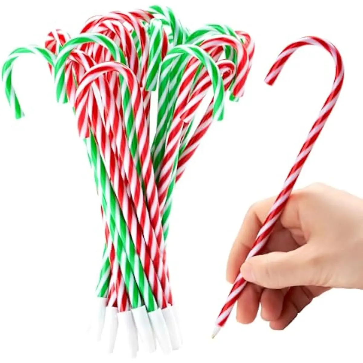 24 PCS Christmas Candy Cane Pens for Holiday Party Favors, Ballpoint Pen Bulk for Xmas Stocking Stuffers, Teacher Student Exchange Gifts Classroom Supplies, Carnival Prize Goodie Bag Fillers