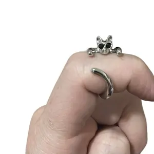 silver adjustable cat ring