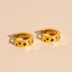 Star Chunky Huggie Hoop Earrings