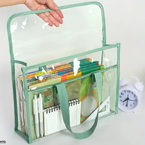 1 large capacity portable transparent waterproof handheld folder, expandable file storage bag, PVC self-adhesive file bag for of