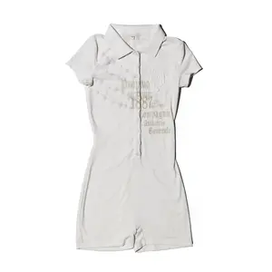 Praying Champagne Romper - Above The Knee Summer Jumpsuit with Short Sleeves for Casual Womenswear