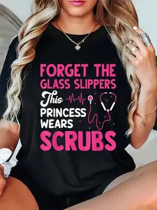 100% Cotton Funny Nurse Art For Women Girls RN Week Medical Caregiver T-Shirt Weekend Travel Graphic T-Shirt Comfortable Lightweight Streetwear Top Classic Fit: Soft and Breathable Machine washable
