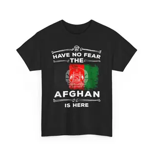 Afghanistan Flag - Have No Fear Afghan Is Here Afghani Unisex T-Shirt, Shortsleeve Menswear Top Underwear Tshirt Streetwear Tropical Streetwear Tropical Round Neck Crewneck Round Neck Crewneck