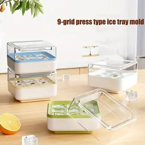 9-Cavity Press Mini Ice Cube Tray Food Grade Silicone Ice Mold Quick Release Flexible Ice Tray for Home Personal Use Multi-Color Ice Making