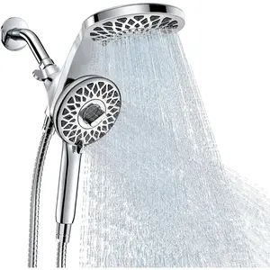High Pressure Rain Shower Head with Handheld Spray Combo: Detachable Dual Shower Head with 10 Sprays Modes - Upgrade Spray Mode Selector and Magnetic Guidance Docking System