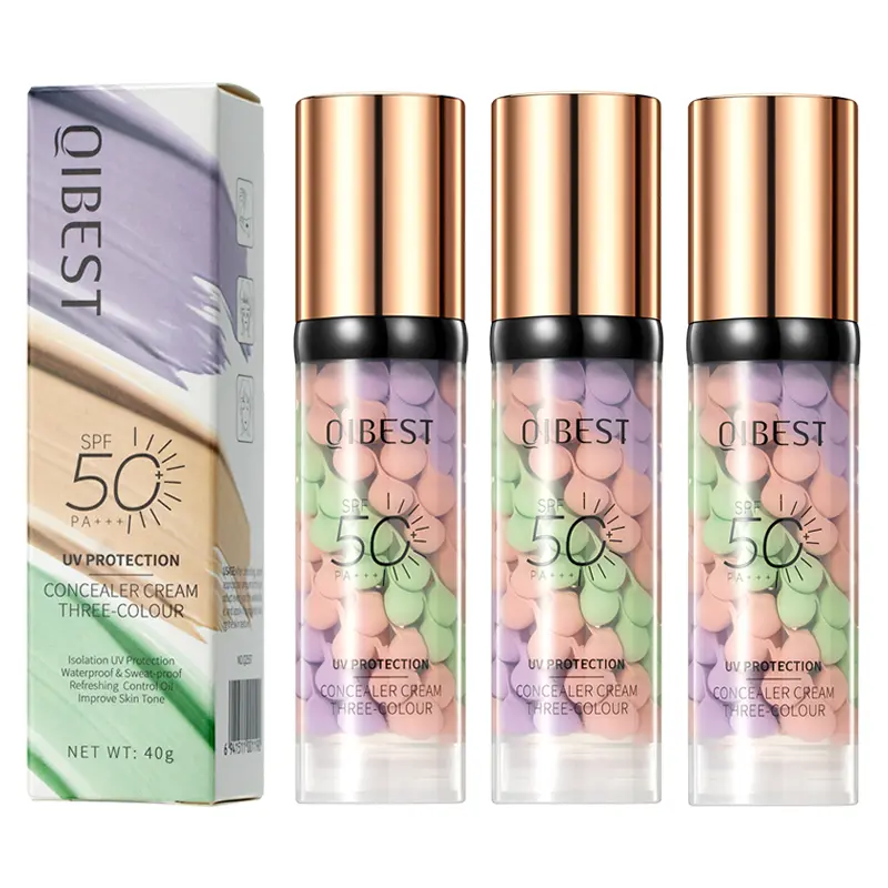 3-in-1 Color Correcting Facial Serum, Moisturizing Primer, SPF 50 PA+++, Brightening Primer for Even Skin Tone, Oil Control & Refreshing, Purple, Pink & Green Tones,Women's skin care gifts