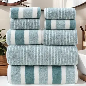 Premium Modern 8-Piece Cotton Linen Towel Set - 2 Bath, 2 Hand, 4 Face Linens, Absorbent, Lint-Free, Hotel-Style for Home Use, Set Towel Sets