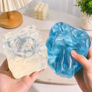 Crunchy ASMR Jelly Cube Squishy Toy, Thick No-Rebound Moldable Squeeze Fidget, 7cm Large & 5cm Optional Stress Relief Squishies for Teens Adults, Toys & Hobbies Desk School Home Gift