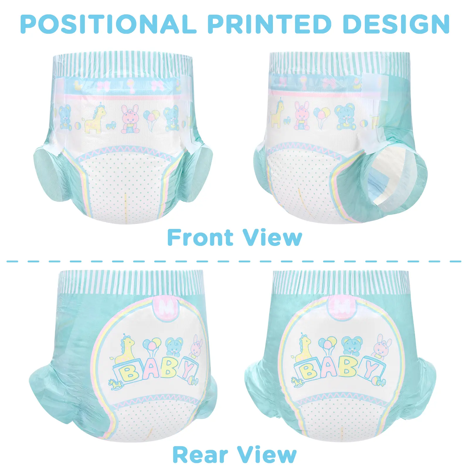 LITTLEFORBIG Adult Diapers, 181 oz High Absorbency for Overnight Protection, Printed Cloth-Back with Hook & Loop Tabs, Baby Parade Design, Extra Large (48"-56"), 2-Pack, Nighttime Diapers, Leak Guards, 181Oz, Disposable Adult Diapers