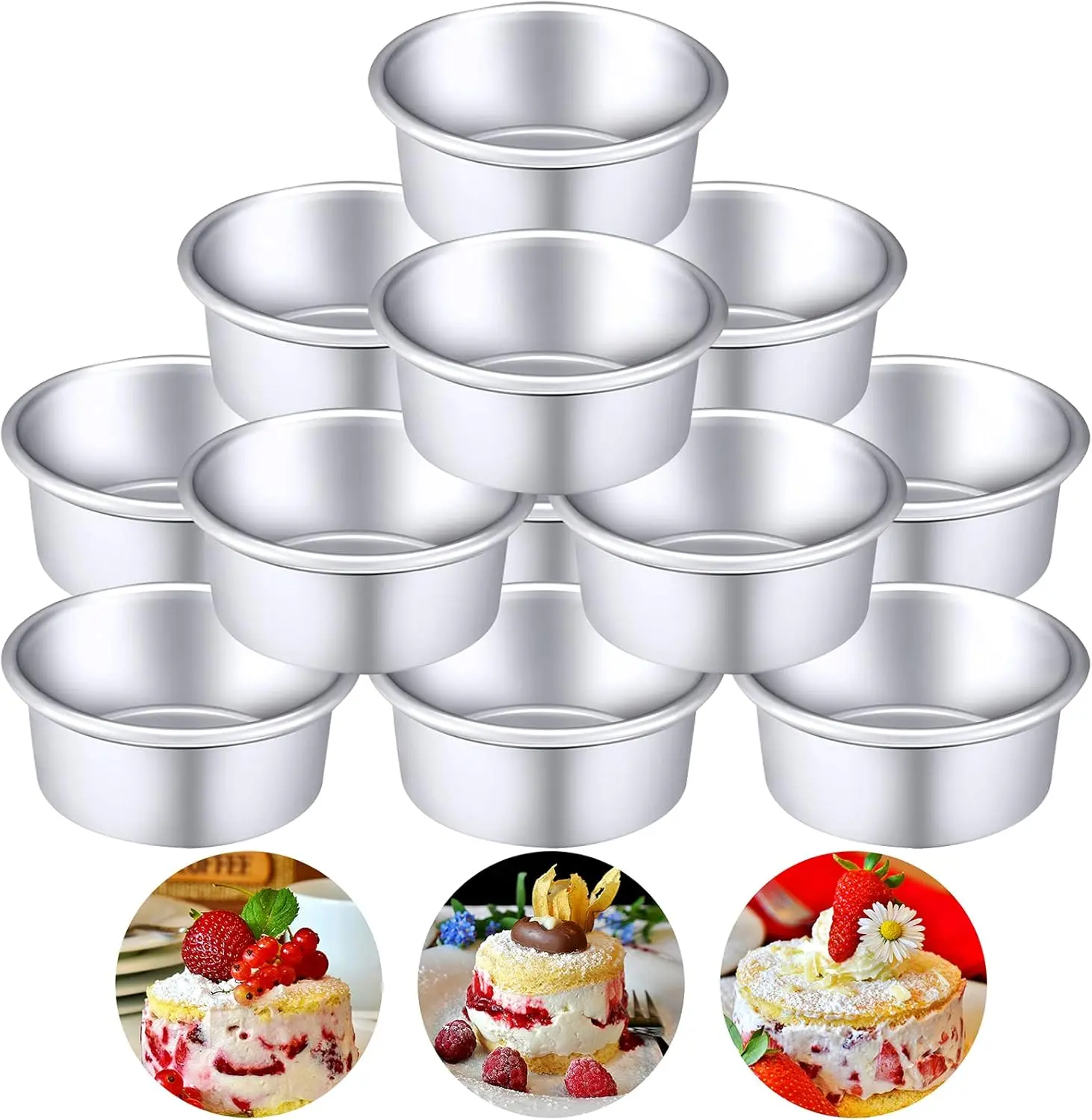 12 Pcs Round Cake Pans Aluminum Round Mold Smash Cake Baking Cheesecake Pans for Home Party Baking Supplies (4 Inch)