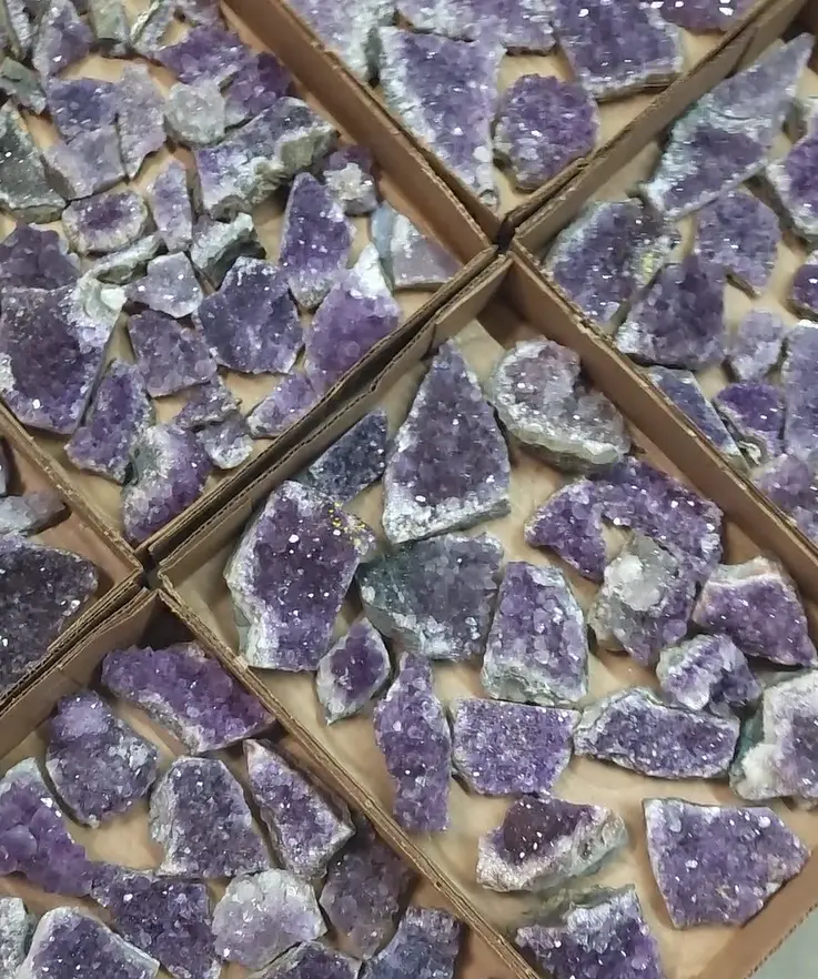 4 lb Box of Uruguay Amethyst Clusters - Mini to Small, Wholesale Lot