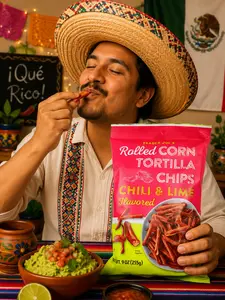 Trader Joe's Rolled Corn Tortilla Chips, Chili & Lime Flavored, 2 Pack