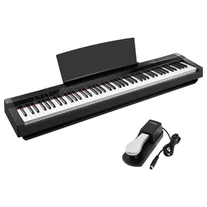 STRICH Digital Piano 88 Key Full Size Weighted Keyboard, Hammer-Action Portable Electric Piano For Beginner Adults, Bundle With Sustain Pedal, Piano Stickers, Music Rest, Black, SDP-P7