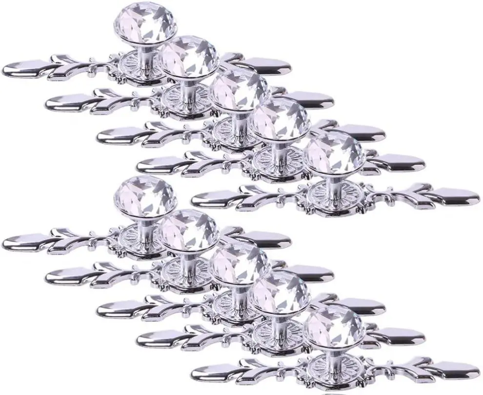 10pcs Crystal Cabinet Knobs with Plate – 6.7" glass pulls for drawers, doors, kitchen, and bathroom cabinets.     Ask ChatGPT