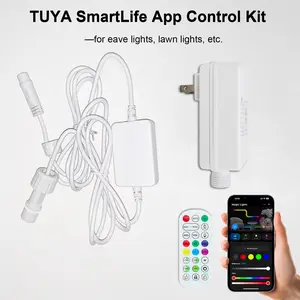 1 Set Of Smart Outdoor Eave Light Control Kit: US Standard Plug + Smart App Waterproof Controller with Remote. Weatherproof for Outdoor Use, Compatible with LED Strip Lights and String Lights, Plug-and-Play.