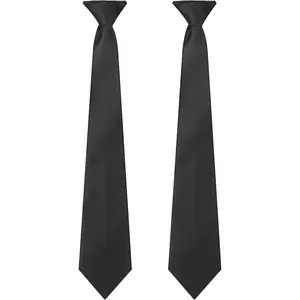 2 Pieces Men's Clip on Ties 20 Inches Solid Color Clip on Ties Pre Tied Neckties for Office Uniforms