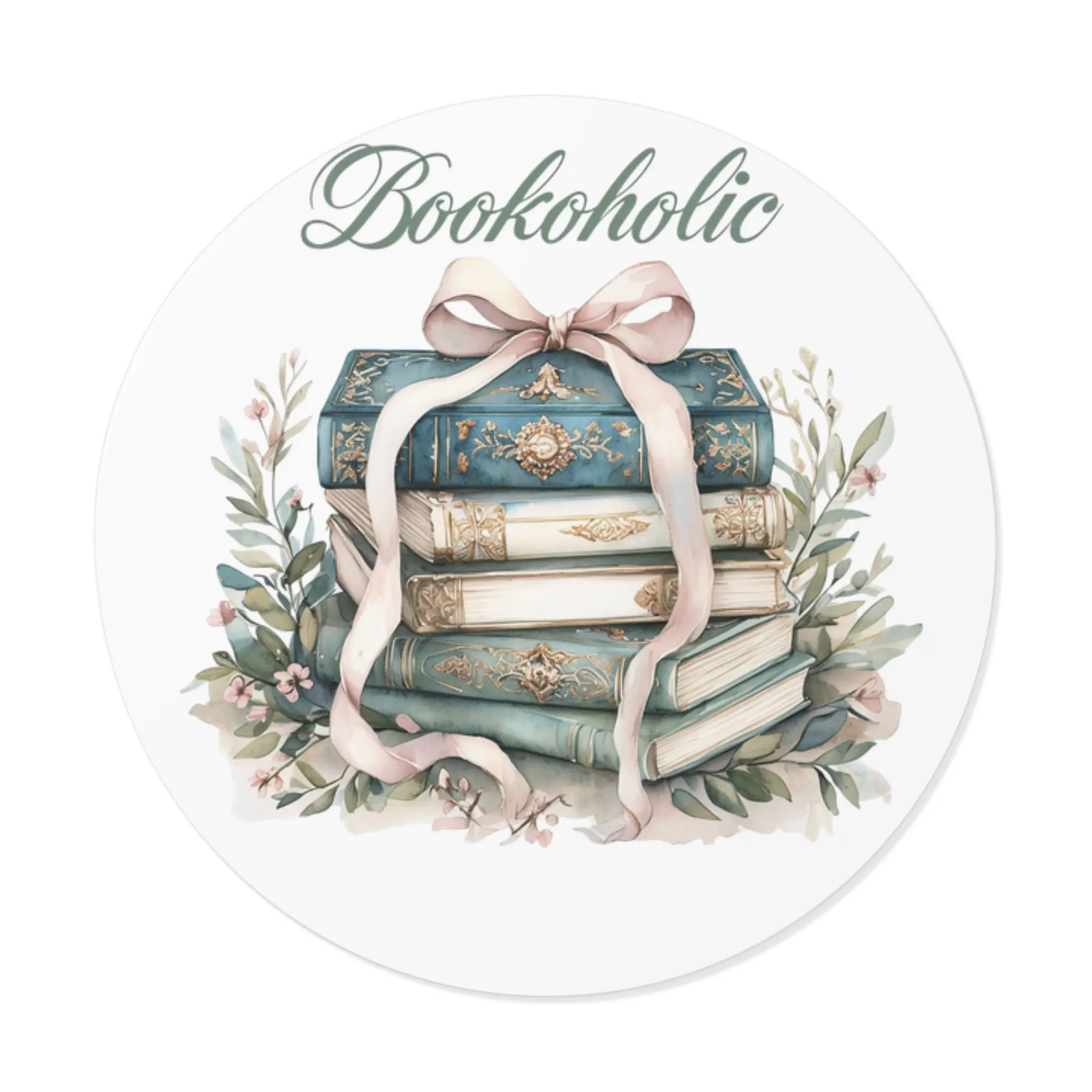 Bookoholic Round Vinyl Stickers, Perfect Gift for Book Lovers, Reading Decor, Journal Stickers, Scrapbooking Supplies, Literary Decor