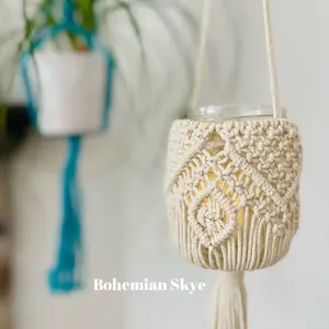 Macrame lantern, boho patio decor, Mother’s Day gifts