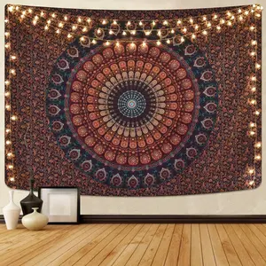 Bohemian Mandala Tapestry Hippie Tapestries Psychedelic Peacock Boho Tapestry Wall Hanging for Bedroom