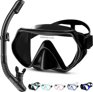 Snorkeling Gear for Adult - Dry Snorkel Set with 180° Panoramic View, Anti-Fog Scuba Diving Mask, Professional Snorkeling Gear for Free Breathing, Swimming, Diving