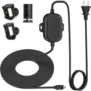 Weatherproof Power Cord for Ring Outdoor Cam Plus/Ring Spotlight Cam Plus/Pro (), 20Ft/6m USB-C Outdoor   Continuously Power Your Camera, Black