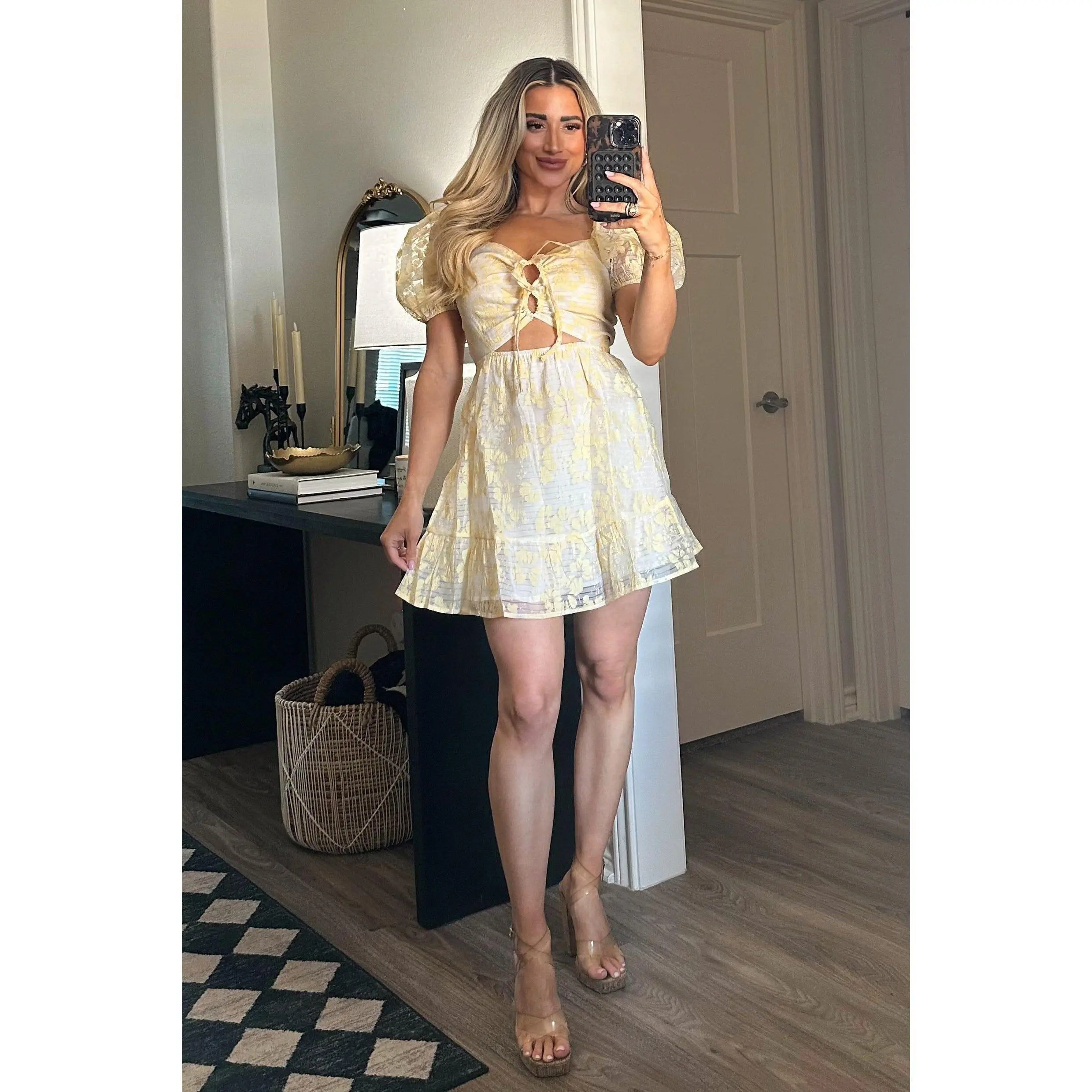Yellow Picket Fence Dress: White/Yellow Multi