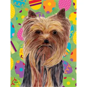 Carolines Treasures  28 x 40 in. Yorkie Easter Eggtravaganza House Size Canvas Flag