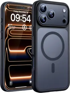 iPhone 17 Pro Max Case, Compatible with Magsafe, Full Camera Protection, Built-in Magnetic Ring, Translucent Matte Phone Case for iPhone 17 Pro Max 6.9 inch (Black)