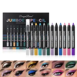 1 Box 12 Pcs Glitter Shimmer Eyeshadow Makeup Stick Set, Highlighter Pearl Blue Mermaid Glitter Hair Foaming Pen, 12 Color Eye Shadow Stick Kit