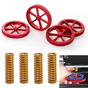 3D Printer Leveling Helper (4 Aluminum Nuts + 4 Hot Bed Springs), Fits Ender 3/CR-10, Easy Leveling for Beginners