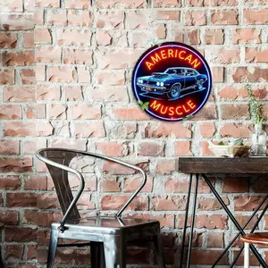 Retro American Muscle Car Neon Light Sign, Durable Aluminum Wall Art for Bar Man Cave Garage Decor, Unique Gift for Car Lovers & Automotive Enthusiasts