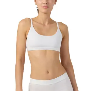 PSD Womens White Scoop Bralette - Premium Modal Fabric Bralette with Adjustable Straps, Soft Comfortable and Cute Womenswear