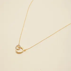 Interlocking Circles Gold Dip Short Necklace