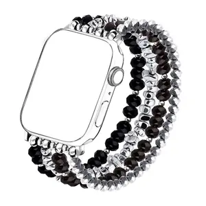 Women's Beaded Watch Band Compatible with Apple Watch 38-49mm, Elastic Bracelet Strap for Ultra 3/2/1 Se Series, Smartwatch Accessory, Smart Watch Straps