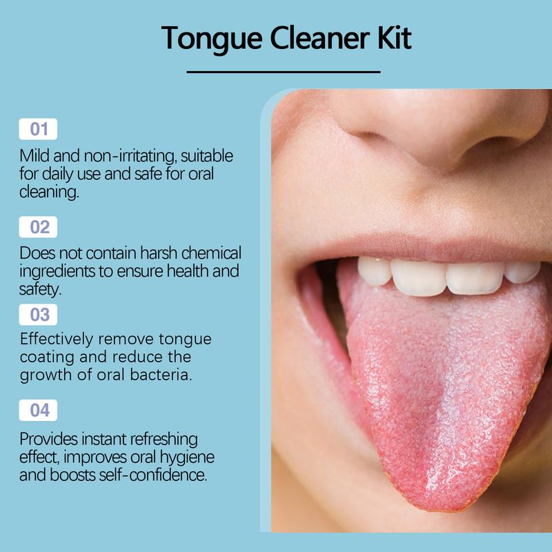 Tongue coating cleaning set: Gently cleans food residues on the tongue surface and provides oral care  Cleansing coconut mint teeth brush