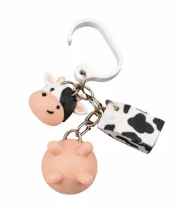 cute cow keychain set