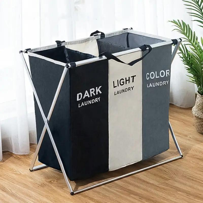 1 Piece Large Laundry Hamper, 3 Tier Laundry Basket, Foldable Dirty Clothes Organizer, Laundry Sorter with Handle, Waterproof, Portable, Freestanding Laundry Hamper for Bedroom