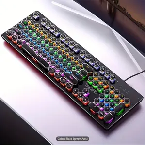YinDiao Caller Mechanical Keyboard 104 Keys Green Axis Backlit Office E-sports Game Keyboard Wired USB Desktop Computer Notebook Universal