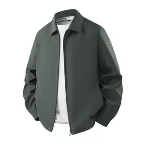 Men Classic Lapel Harrington Jacket Lightweight Water Resistant Windbreaker Zip Up Coach Jacket Breathable Business Casual Work Coat Side Pocket Spring Fall Daily Outerwear