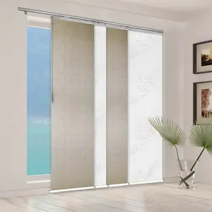 4-Panel Single Rail Panel Track Blind Extendable 48"-88"W x 91.4"H, Panel width 23.5", Lotus, Iris