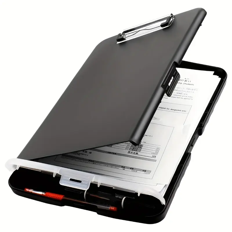 1 large A4 waterproof document folder with pen slot, desktop plastic file rack and writing board organizer